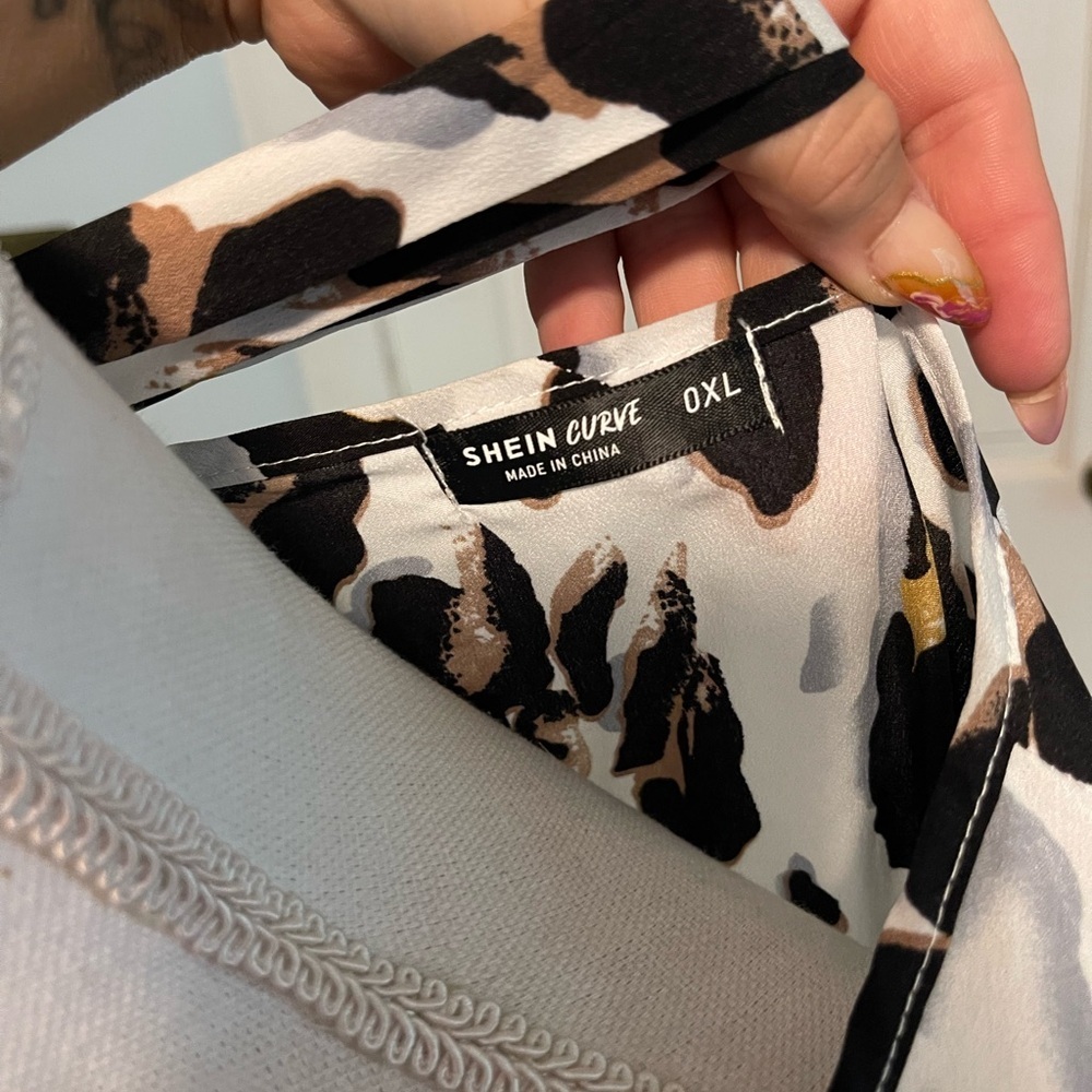 SHEIN Plus Allover Print Self Tie A-line Dress in Animal Print Leopard 0XL 12 - Picture 12 of 13